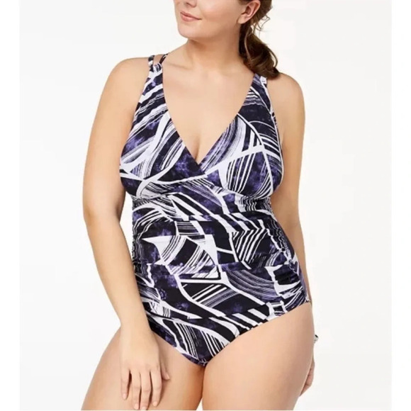 LA BLANCA One Piece Bali Hai Underwire Tummy-Control One-Piece Swimsuit Size 4 - Picture 2 of 11